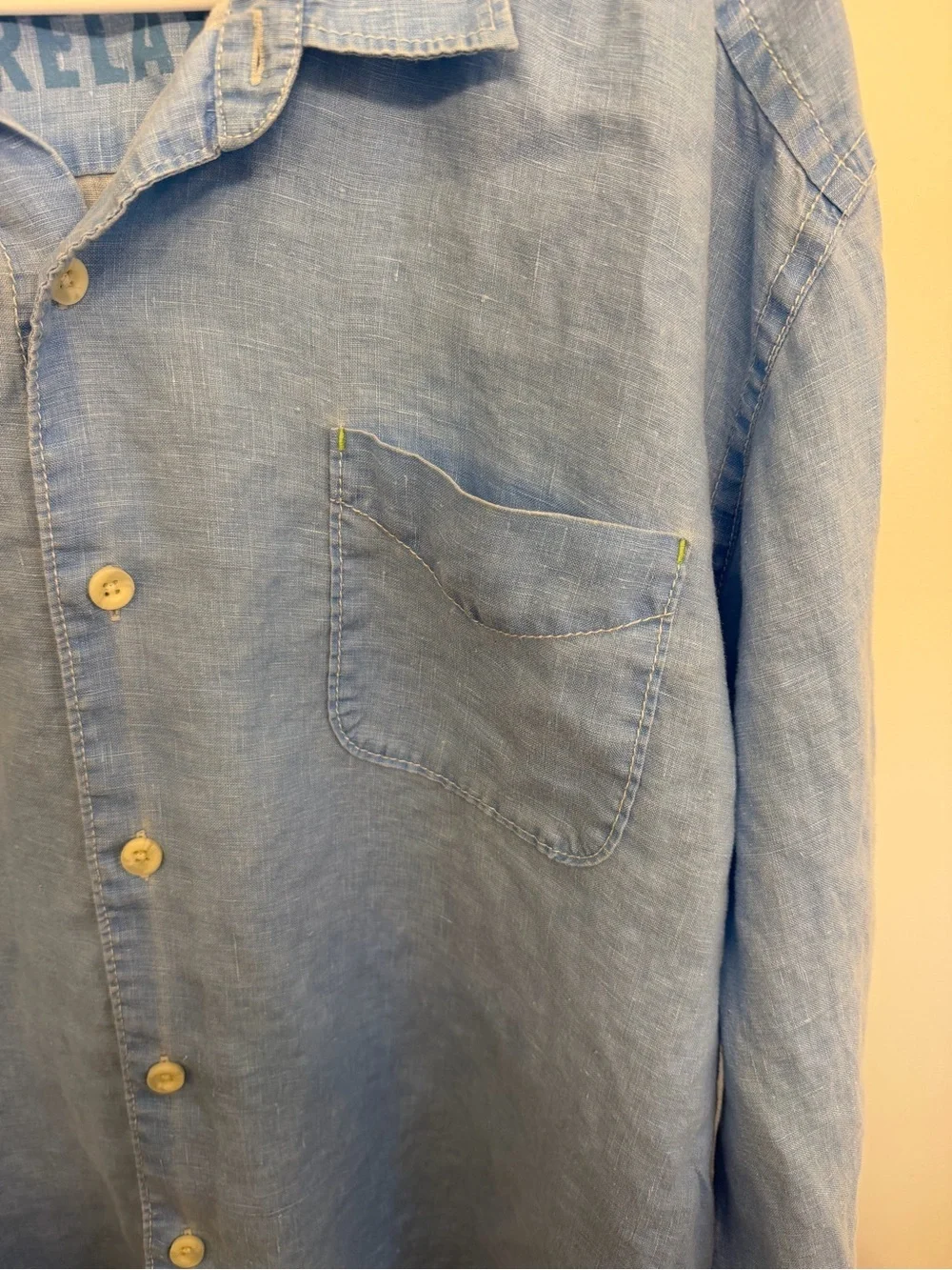 Tommy Bahama Light Blue 100% Linen Button-Up Shirt Size Mens XXL
